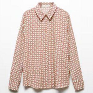 Mango Regular Flowy Shirt - Russet - Size 4 - Brand New